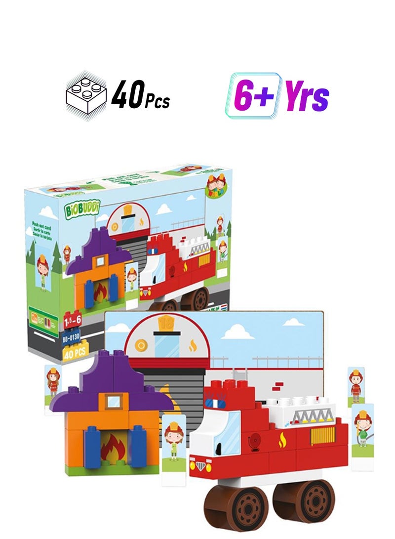BioBUDDi BB-0130 40-Piece Fire Department Building Sets 40 6+ Years - Image 1