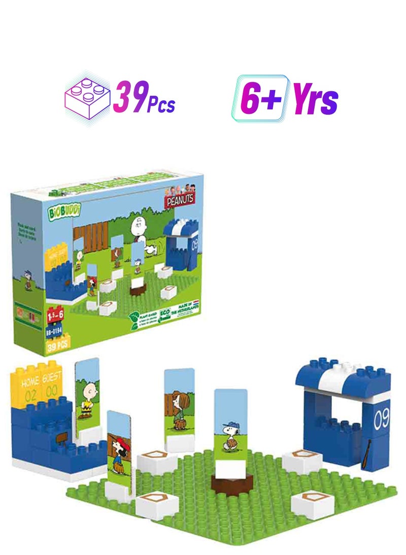 BioBUDDi BB-0194 Snoopy Baseball Building Set 39 6+ Years - Image 1