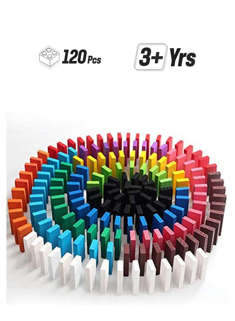 مومو بير مجموعة مكعبات بناء دومينو رالي الخشبية القياسية للأطفال، مصنوعة من خشب الزيزفون الأصلي، مكونة من 120 قطعة، ألعاب تعليمية للأطفال YA-TY3436 120 أكبر من3 سنوات - Image 1