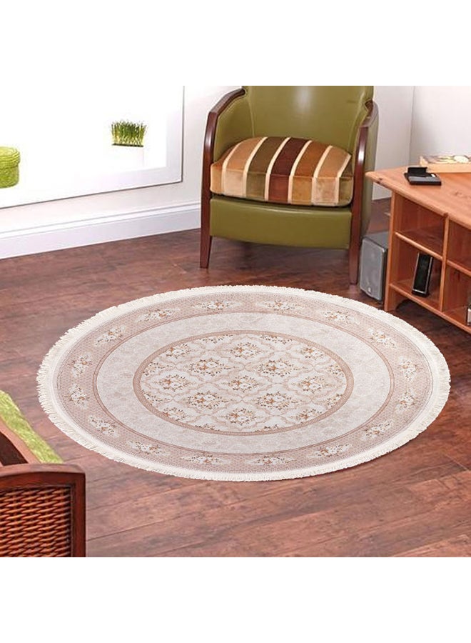 Round Soft Touch Carpet Beige 120x120cm 