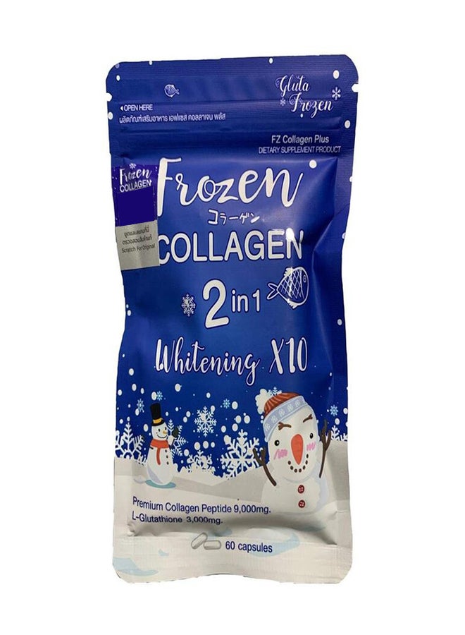 Gluta Frozen - Frozen Collagen 2 In 1 Whitening 10X Premium Collagen Peptide 9000 Mg And Lglutathione 3000 Mg 60 Capsule - Image 1