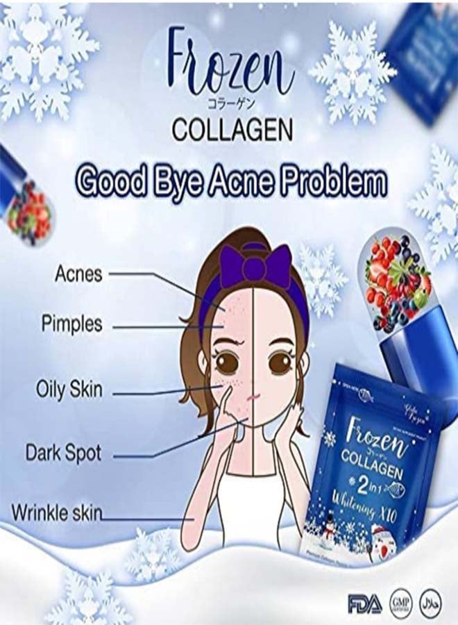Gluta Frozen - Frozen Collagen 2 In 1 Whitening 10X Premium Collagen Peptide 9000 Mg And Lglutathione 3000 Mg 60 Capsule - Image 1