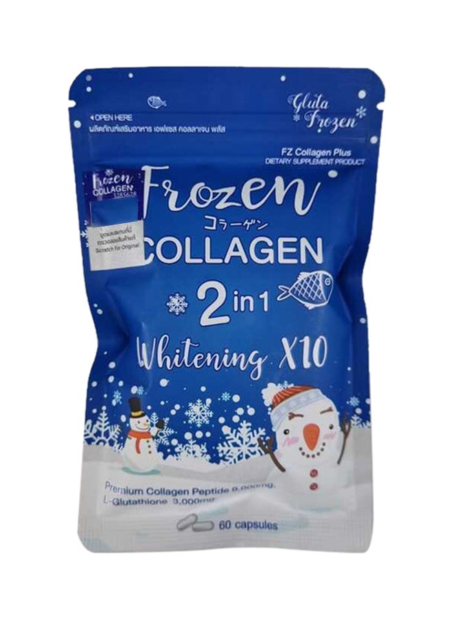 Gluta Frozen - Frozen Collagen 2 In 1 Whitening 10X Premium Collagen Peptide 9000 Mg And Lglutathione 3000 Mg 60 Capsule - Image 1