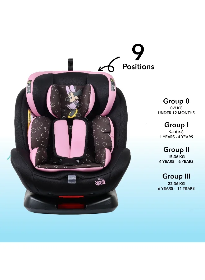 Disney 4-In-1 360° Rotation Minnie Mouse Baby/Kids Car Seat, Suitable from 0 months to 12 years, Upto 36kg