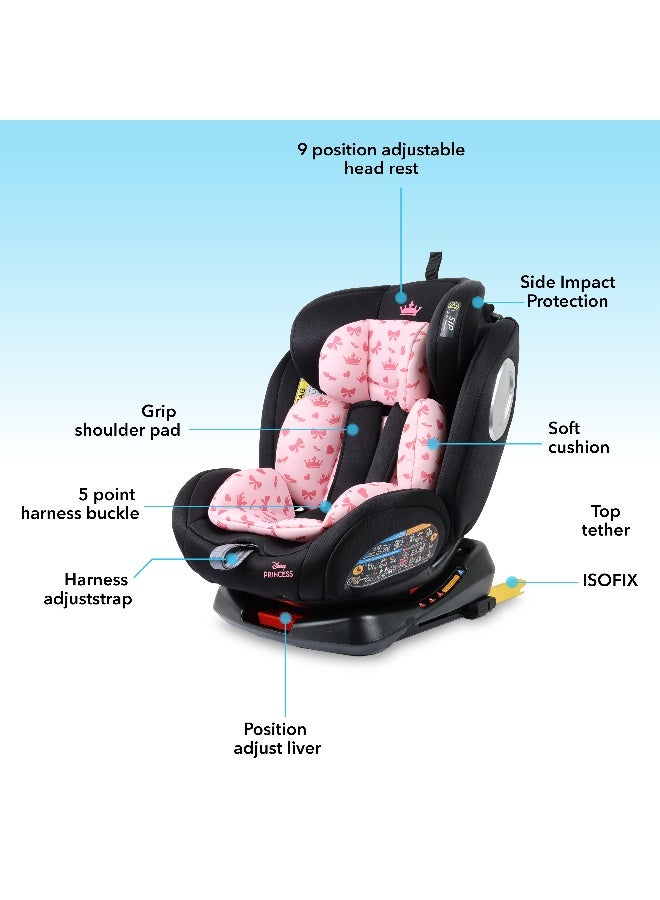 Disney 4-In-1 360° Rotation Princess Baby/Kids Car Seat, Suitable from 0 months to 12 years, Upto 36kg - Image 2