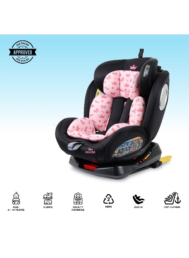 Disney 4-In-1 360° Rotation Princess Baby/Kids Car Seat, Suitable from 0 months to 12 years, Upto 36kg - Image 5