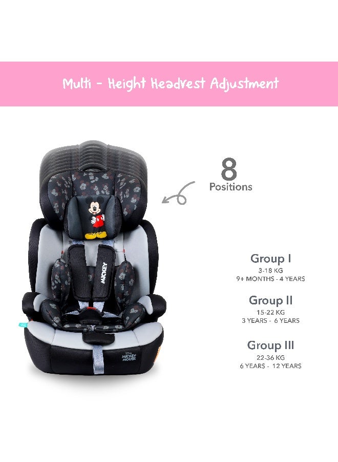 ديزني مقعد سيارة ميكي ماوس 3 في 1 للأطفال/الرضع + مقعد معزز، مناسب من سن 9 إلى 12 عامًا، حتى وزن 36 كجم - Image 4