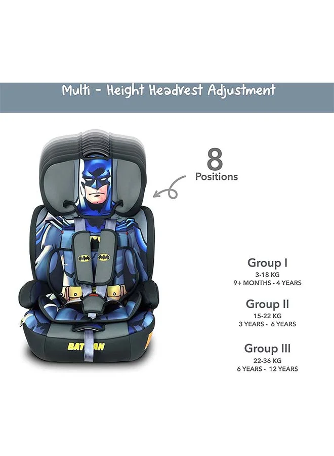 DC Comics 3-In-1 Batman Baby/Kids Car Seat + Booster Seat, Suitable from 9 months to 12 years, Upto 36kg