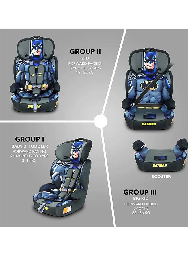 DC Comics 3-In-1 Batman Baby/Kids Car Seat + Booster Seat, Suitable from 9 months to 12 years, Upto 36kg