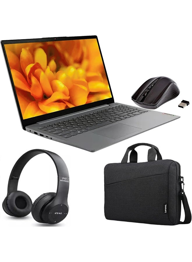 Lenovo Ideapad 3 15ITL6 Laptop With 15.6-Inch FHD Display, Core i3-1115G4 Processor/8GB RAM/256GB SSD/Intel UHD Graphics/Windows-11 Free Laptop Bag+WL Mouse+BT Headphone English/Arabic Grey