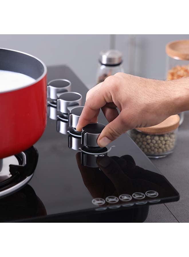 Olsenmark - 2 in 1 Built in Gas Hob, 4 burners and 8mm Tempered Glass Top,  Auto Ignition, Thick Pan Support, Bakelite Knobs, Low Gas Consumption, OMCH1823 Black - Image 1