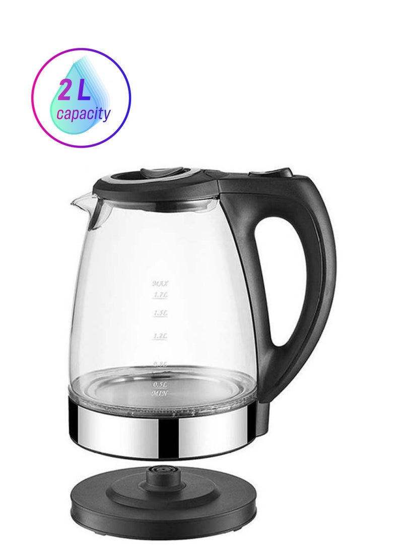 توسكانا يو - غلاية كهربائية 2 L 1500 W SK-1029 أسود/فضي/شفاف . - Image 1