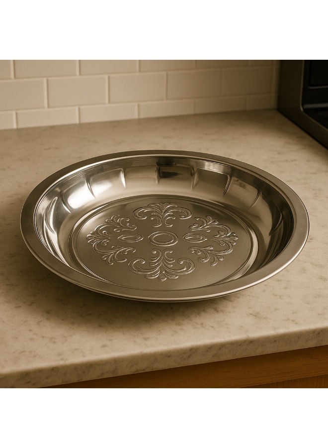المفرج صينية طعام دائرية فضي 55سم - Image 5