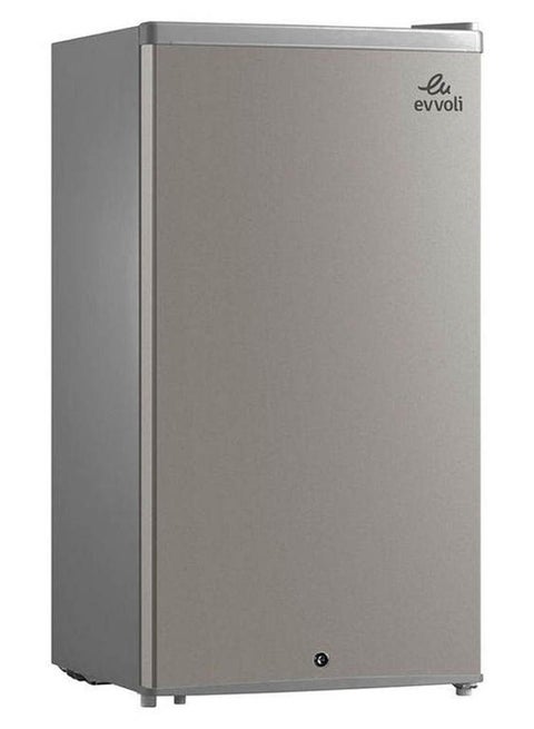 90L Gross/85L Net Capacity Mini Fridge, Mechanical Control, Recessed Handle, Adjustable Legs, Defrost Type 0.68 kW EVRFM-90LS Silver