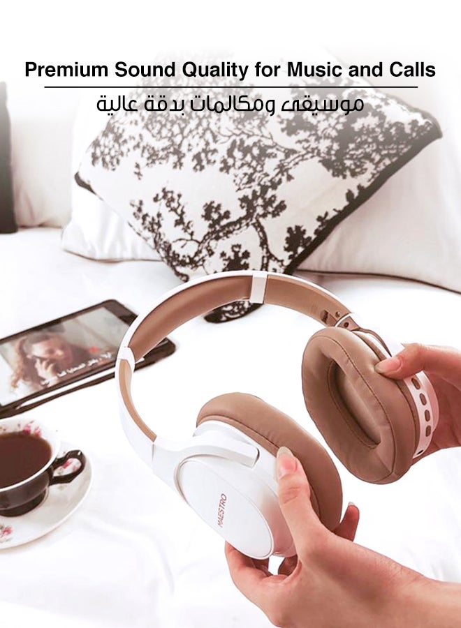 مايسترو سماعة رأس لاسلكية بلوتوث – سماعة رأس بلوتوث نيتڤ، صوت ستيريو نقي، اتصال ثابت، مريحة للاستخدام اليومي، مع تحكم كامل بالصوت، توافق عالمي، سماعة رأس لأجهزة آيفون 14/15/16/17، سامسونج، جالكسي، هواوي و أكثر، كمبيوتر، تابلت، وتعمل أيضا مع مُختلف المنصات، iOS & أندرويد سيراميك وبني - Image 4