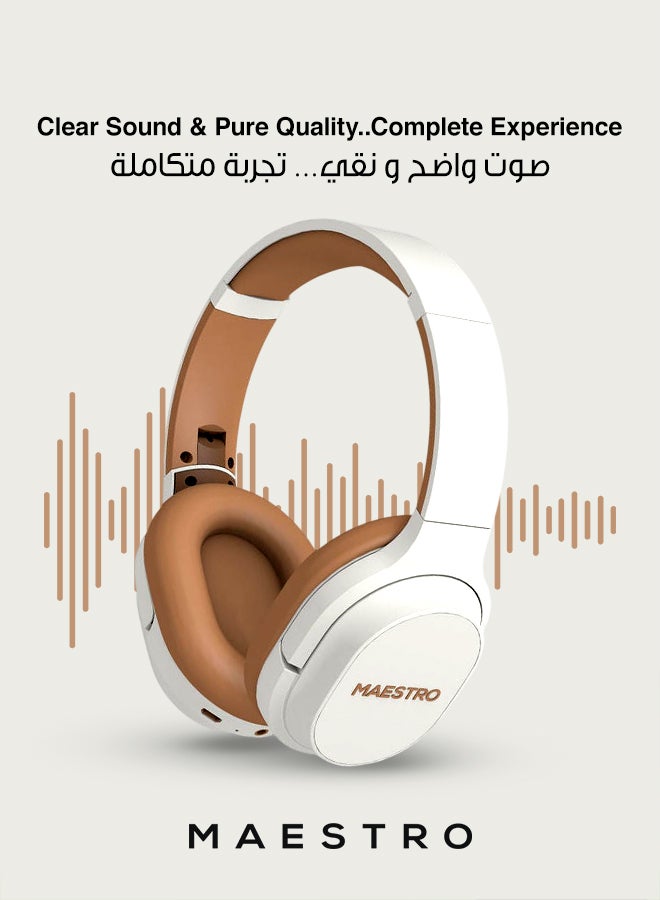 مايسترو سماعة رأس لاسلكية بلوتوث – سماعة رأس بلوتوث نيتڤ، صوت ستيريو نقي، اتصال ثابت، مريحة للاستخدام اليومي، مع تحكم كامل بالصوت، توافق عالمي، سماعة رأس لأجهزة آيفون 14/15/16/17، سامسونج، جالكسي، هواوي و أكثر، كمبيوتر، تابلت، وتعمل أيضا مع مُختلف المنصات، iOS & أندرويد سيراميك وبني - Image 1