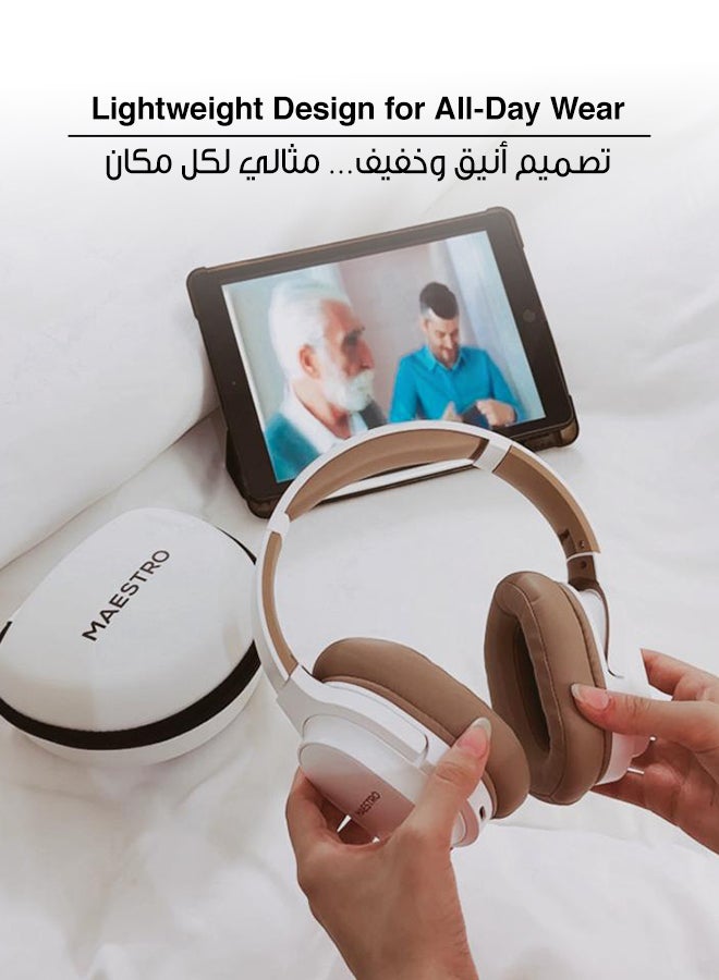 مايسترو سماعة رأس لاسلكية بلوتوث – سماعة رأس بلوتوث نيتڤ، صوت ستيريو نقي، اتصال ثابت، مريحة للاستخدام اليومي، مع تحكم كامل بالصوت، توافق عالمي، سماعة رأس لأجهزة آيفون 14/15/16/17، سامسونج، جالكسي، هواوي و أكثر، كمبيوتر، تابلت، وتعمل أيضا مع مُختلف المنصات، iOS & أندرويد سيراميك وبني - Image 2