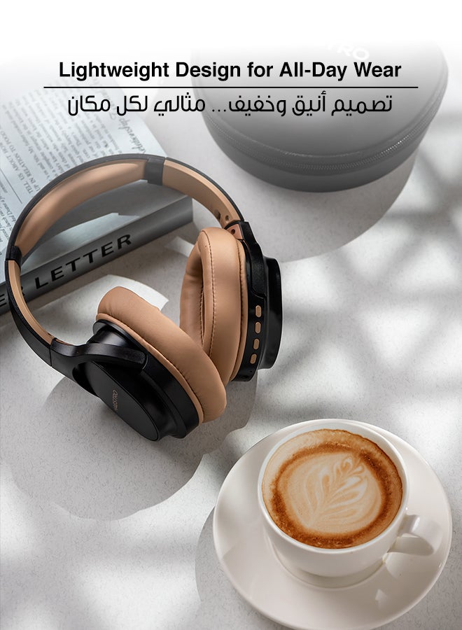 Maestro Bluetooth Wireless Headphones – Bluetooth Headset Native, Clear Stereo Sound, Stable Wireless Connection, Comfortable Fit with Easy Audio Controls, Universal Compatibility, Headset for iPhone 17/16/15 series, Samsung, Galaxy, Huawei, tablets, laptops, multiple platforms and More, iOS & Android Black/Brown - Image 2