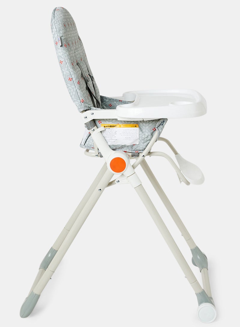 Bebi - Foldable Baby Feeding High Chair Lightweight With Multiple Recline Modes For 6 Months To 3 Years Grey/ White - Image 1