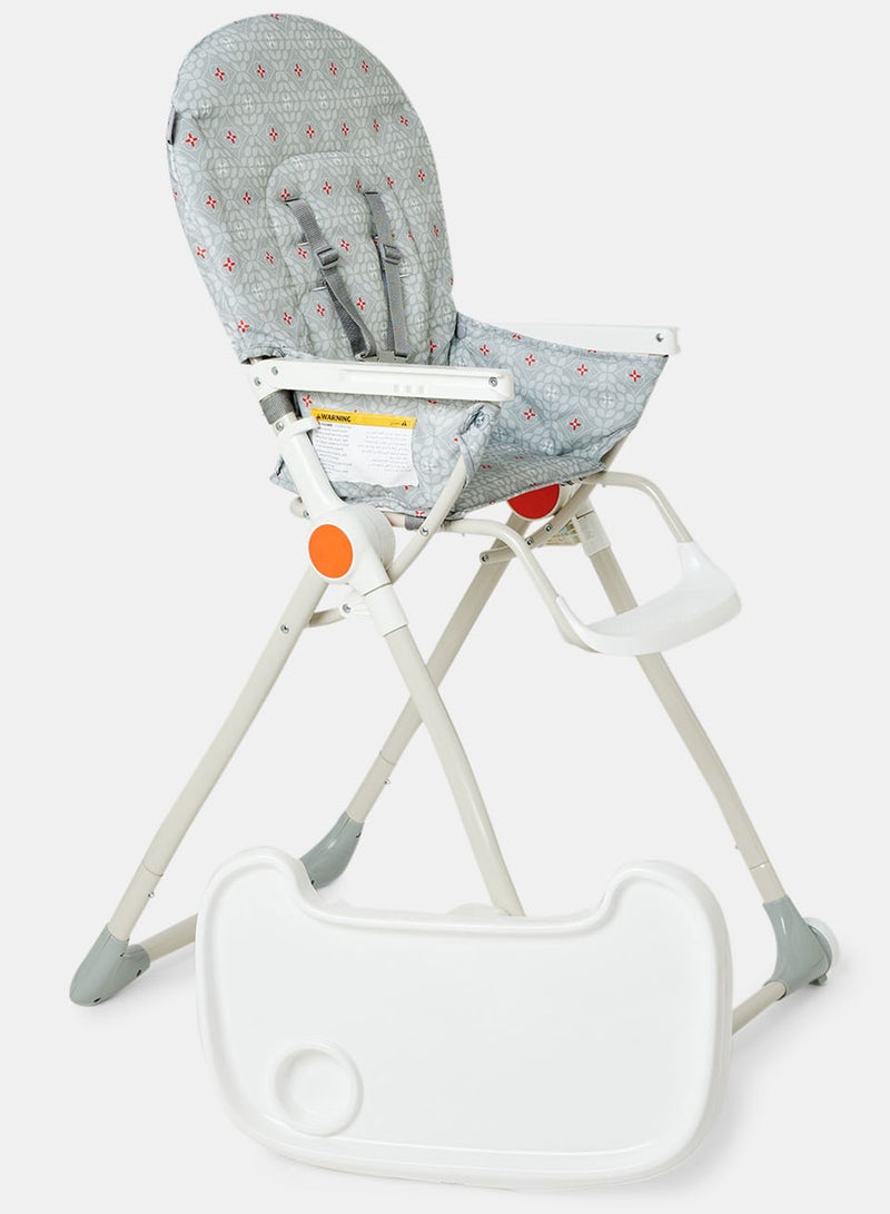 Bebi - Foldable Baby Feeding High Chair Lightweight With Multiple Recline Modes For 6 Months To 3 Years Grey/ White - Image 1