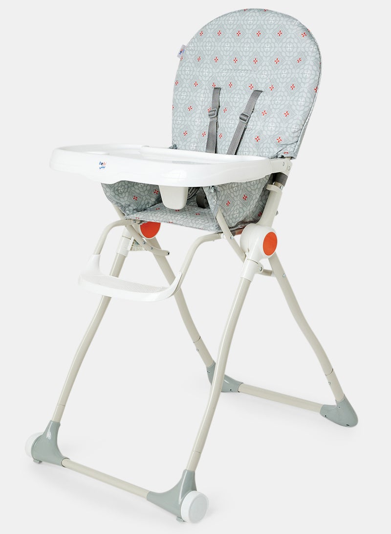 Bebi - Foldable Baby Feeding High Chair Lightweight With Multiple Recline Modes For 6 Months To 3 Years Grey/ White - Image 1