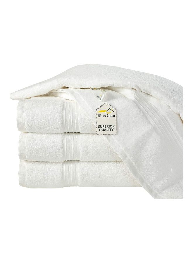 بليس كاسا طقم مناشف حمام مكون من 4 قطع مصنوع من القطن الممشط بنسبة 100% وبكثافة 600 غرام لكل متر مربع وبجودة عالية وفائقة الامتصاص بجودة فندقية للاستحمام والمنتجع الصحي أبيض 70x140سم - Image 4