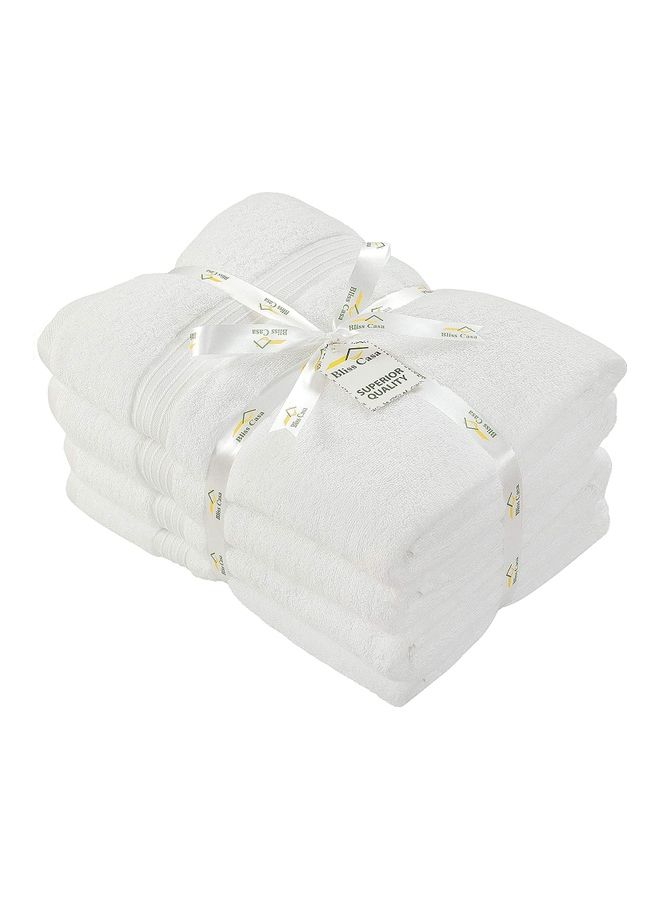 بليس كاسا طقم مناشف حمام مكون من 4 قطع مصنوع من القطن الممشط بنسبة 100% وبكثافة 600 غرام لكل متر مربع وبجودة عالية وفائقة الامتصاص بجودة فندقية للاستحمام والمنتجع الصحي أبيض 70x140سم - Image 2