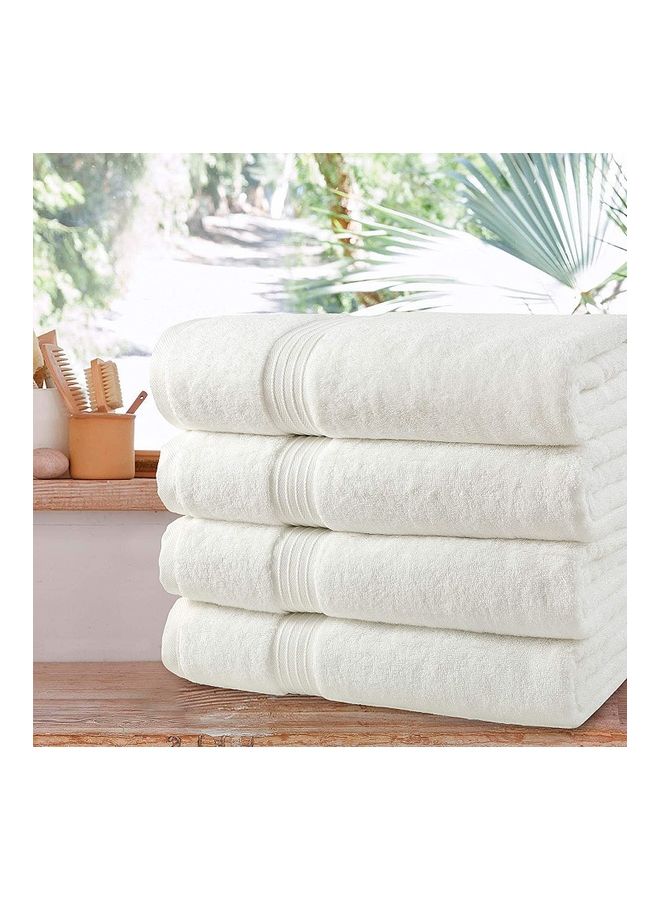 بليس كاسا طقم مناشف حمام مكون من 4 قطع مصنوع من القطن الممشط بنسبة 100% وبكثافة 600 غرام لكل متر مربع وبجودة عالية وفائقة الامتصاص بجودة فندقية للاستحمام والمنتجع الصحي أبيض 70x140سم - Image 3