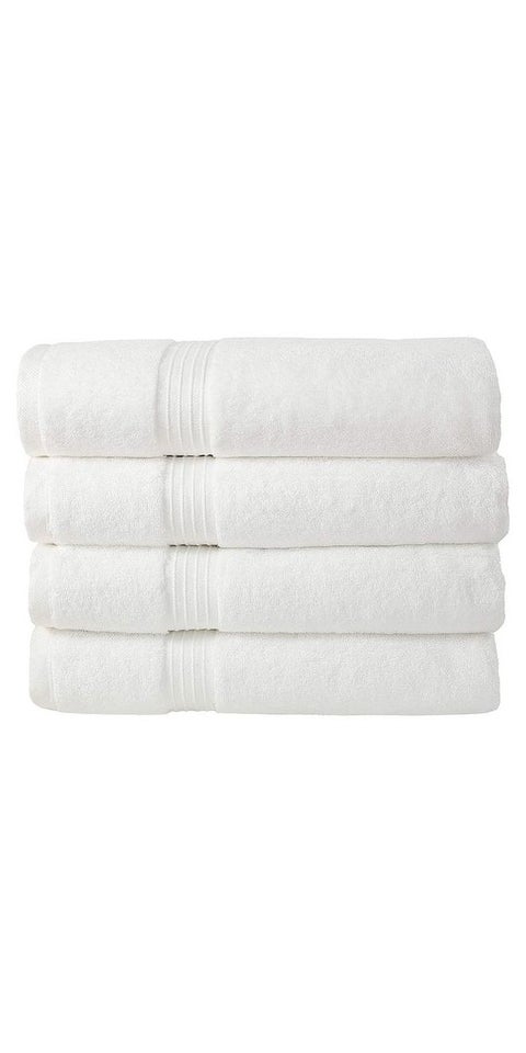 طقم مناشف حمام مكون من 4 قطع مصنوع من القطن الممشط بنسبة 100% وبكثافة 600 غرام لكل متر مربع وبجودة عالية وفائقة الامتصاص بجودة فندقية للاستحمام والمنتجع الصحي أبيض 70x140سم