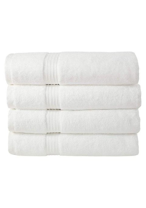 طقم مناشف حمام مكون من 4 قطع مصنوع من القطن الممشط بنسبة 100% وبكثافة 600 غرام لكل متر مربع وبجودة عالية وفائقة الامتصاص بجودة فندقية للاستحمام والمنتجع الصحي أبيض 70x140سم