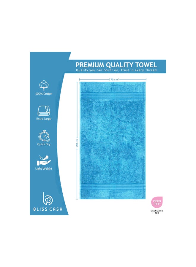 Bliss Casa 4-Piece Bath Towels, 100% Combed Cotton 550 GSM Superior Quality, Quick Dry Highly Absorbent Thick Soft Hotel Towles for Bath And Spa Bathroom Towel Set Light Blue 70x140cm Blue 70x140cm - Image 2