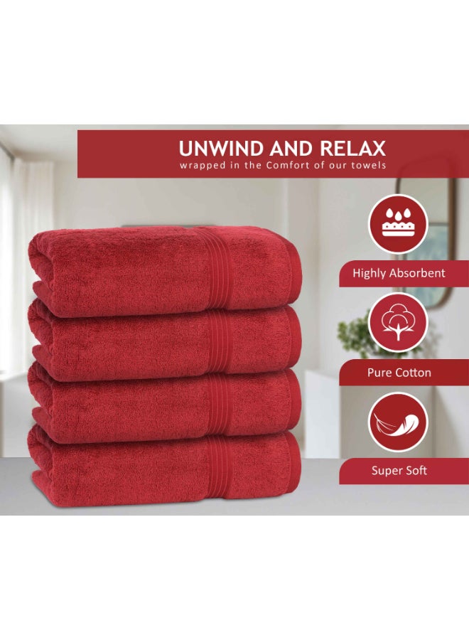 Bliss Casa 4-Piece Bath Towels, 100% Combed Cotton 550 GSM Superior Quality, Quick Dry Highly Absorbent Thick Soft Hotel Towles for Bath And Spa Bathroom Towel Set Burgundy 70x140cm Burgundy 70x140cm - Image 4