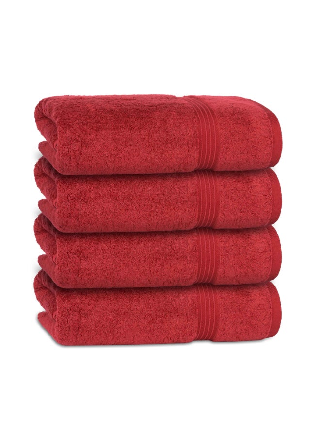 Bliss Casa 4-Piece Bath Towels, 100% Combed Cotton 550 GSM Superior Quality, Quick Dry Highly Absorbent Thick Soft Hotel Towles for Bath And Spa Bathroom Towel Set Burgundy 70x140cm Burgundy 70x140cm - Image 1