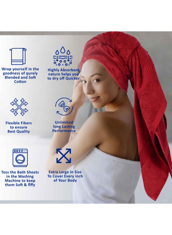 Bliss Casa 4-Piece Bath Towels, 100% Combed Cotton 550 GSM Superior Quality, Quick Dry Highly Absorbent Thick Soft Hotel Towles for Bath And Spa Bathroom Towel Set Burgundy 70x140cm Burgundy 70x140cm - Image 5
