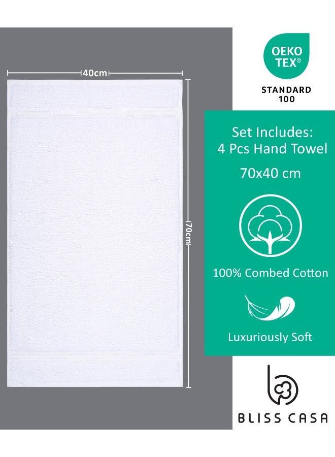 Bliss Casa 4-Piece Hand Towels, 100% Combed Cotton 550 GSM Superior Quality, Quick Dry Highly Absorbent Thick Soft Hotel Towles for Bath And Spa Bathroom Hand Towel Set White 40x70cm White 40x70cm - Image 2