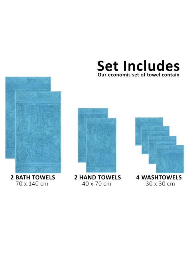 Bliss Casa 8-Piece Towel Set, 100% Combed Cotton 550 GSM Superior Quality, Quick Dry Highly Absorbent Thick Bathroom Soft Hotel Towels for Bath And Spa, Towel Set Includes 2 Bath Towels (70x140 cm), 2 Hand Towels (40x70 cm), 4 Washcloths (30x30 cm) Light Blue 70x140cm - Image 2