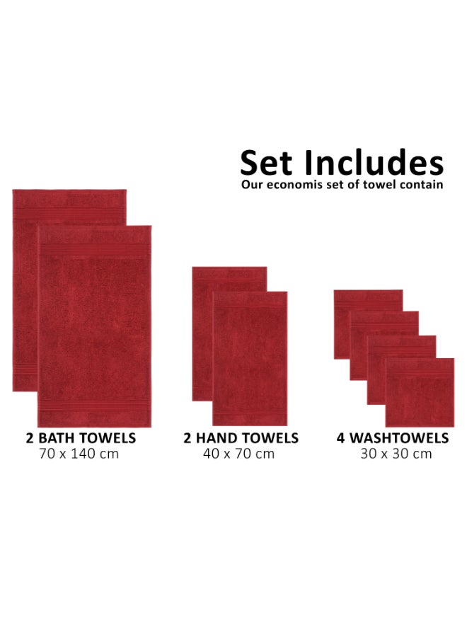 Bliss Casa 8-Piece Towel Set, 100% Combed Cotton 550 GSM Superior Quality, Quick Dry Highly Absorbent Thick Bathroom Soft Hotel Towels for Bath And Spa, Towel Set Includes 2 Bath Towels (70x140 cm), 2 Hand Towels (40x70 cm), 4 Washcloths (30x30 cm) Burgundy 70x140cm - Image 2