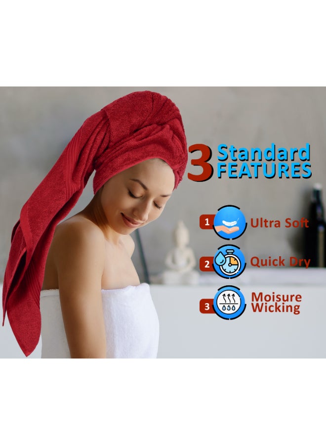 Bliss Casa 8-Piece Towel Set, 100% Combed Cotton 550 GSM Superior Quality, Quick Dry Highly Absorbent Thick Bathroom Soft Hotel Towels for Bath And Spa, Towel Set Includes 2 Bath Towels (70x140 cm), 2 Hand Towels (40x70 cm), 4 Washcloths (30x30 cm) Burgundy 70x140cm - Image 4