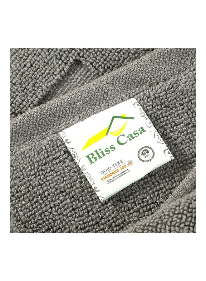 بليس كاسا مجموعة مكونة من قطعتي بساط حمام من القطن عالي الامتصاص من القطن عالي الامتصاص بوزن 1000 غرام لكل متر مربع من قطعتين رمادي 50x80سم - Image 5