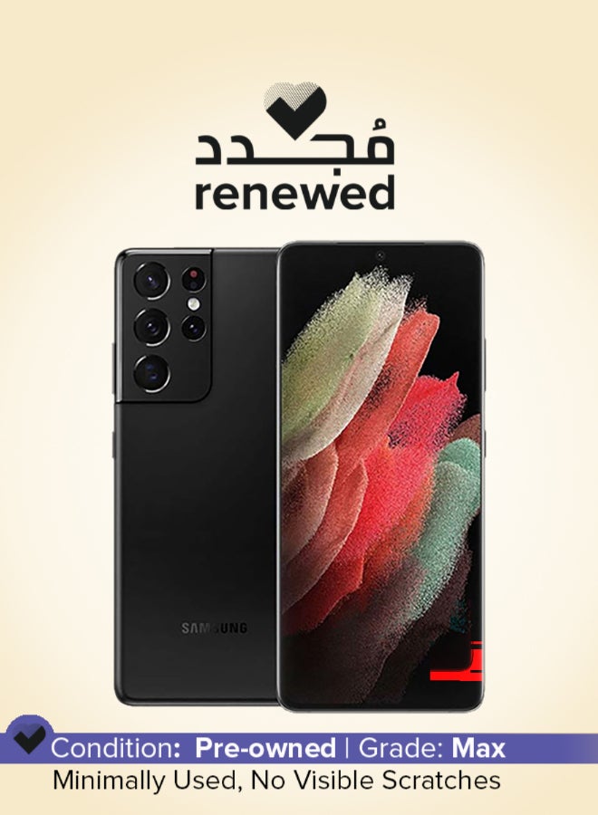 سامسونج مُجدد - هاتف جالاكسي S21 ألترا ثنائي الشريحة بذاكرة رام 12 جيجابايت وذاكرة داخلية 256 جيجابايت ودعم لتقنية 5G بلون أسود فانتوم - إصدار عالمي - Image 1