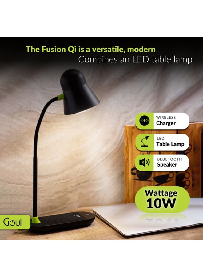 Goui - Fusion Qi: LED Table Lamp, 10W Wireless Charger & Bluetooth Speaker - Stylish All-in-One Accessory for Seamless Charging, Versatile Lighting & High-Quality Sound - Black - Image 1