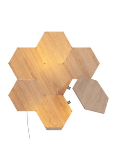 Nanoleaf Elements Hexagons Starter Kit - 7 Pack - Smart WiFi LED Light Panel System With Music Visualizer, Instant Wall Decoration, Home or Office Use, Low Energy Consumption, Wooden Finish Brown 23x0.6x20 cm  - Image 1
