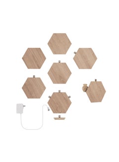 Nanoleaf Elements Hexagons Starter Kit - 7 Pack - Smart WiFi LED Light Panel System With Music Visualizer, Instant Wall Decoration, Home or Office Use, Low Energy Consumption, Wooden Finish Brown 23x0.6x20 cm  - Image 4