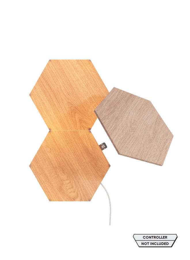 Nanoleaf - Elements Hexagons Expansion Kit - 3 Pack - Smart WiFi LED Light Panel System With Music Visualizer, Instant Wall Decoration, Home or Office Use, Low Energy Consumption, Wooden Finish Brown 23x0.6x20 cm - Image 1