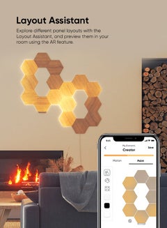 Nanoleaf Elements Hexagons Expansion Kit - 3 Pack - Smart WiFi LED Light Panel System With Music Visualizer, Instant Wall Decoration, Home or Office Use, Low Energy Consumption, Wooden Finish Brown 23x0.6x20 cm  - Image 4