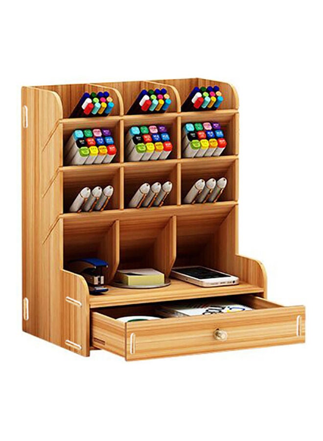 Wooden Pen Holder Storage Box Brown - Image 1