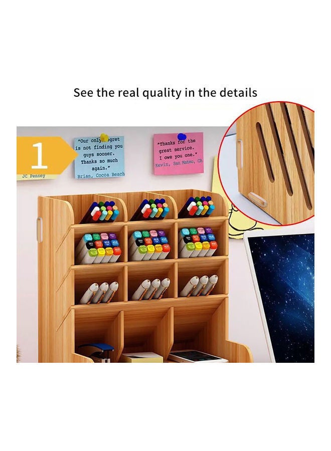 Wooden Pen Holder Storage Box Brown - Image 4