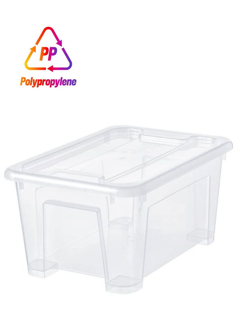 WK - Multipurpose Samla Polypropylene Plastic Box with Lid Transparent 28 X 20 X 14cm - Image 1