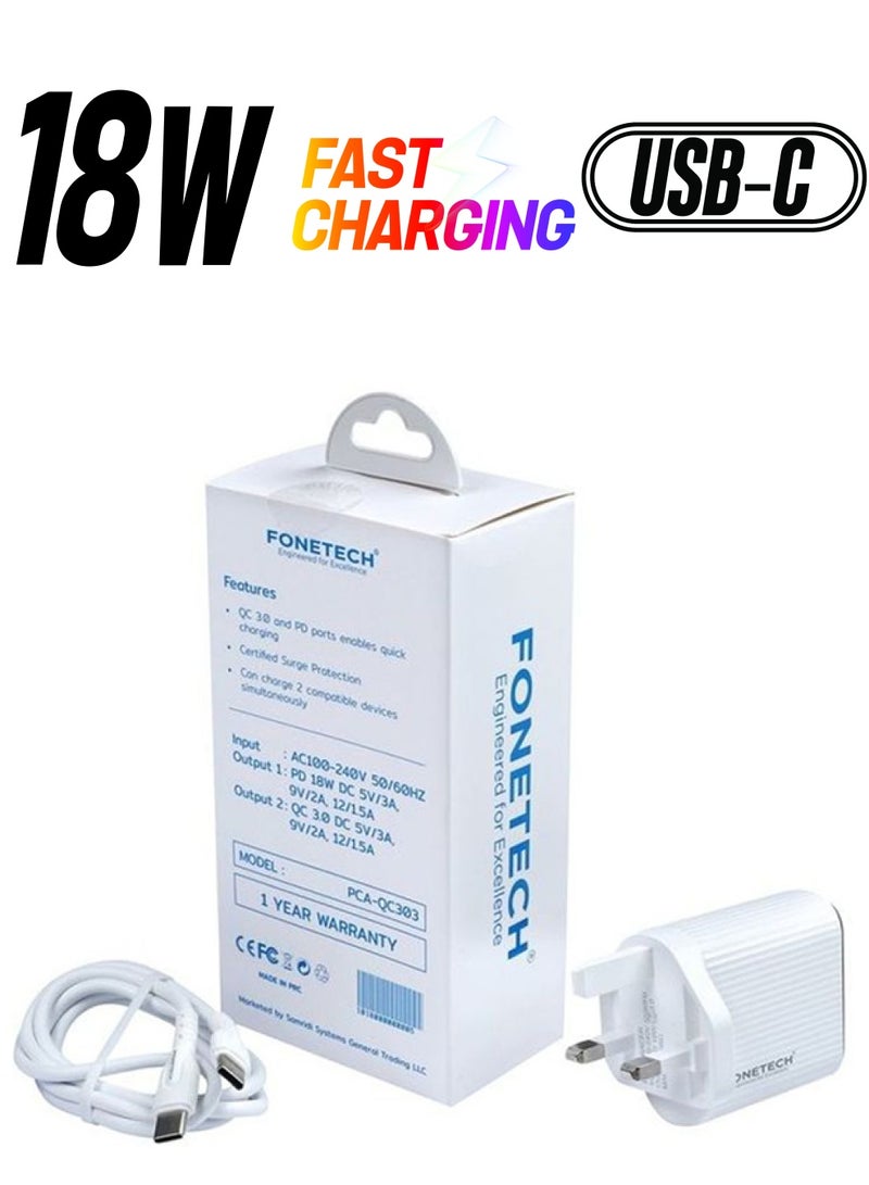 Racer Dual Port 18W AC Charger PD+QC3.0 With 18W Type C to Type C Cable White - pnsku/N50079921A/45/_/1738063884/baed041b-cfbb-45b7-a9ae-d56be59336f1