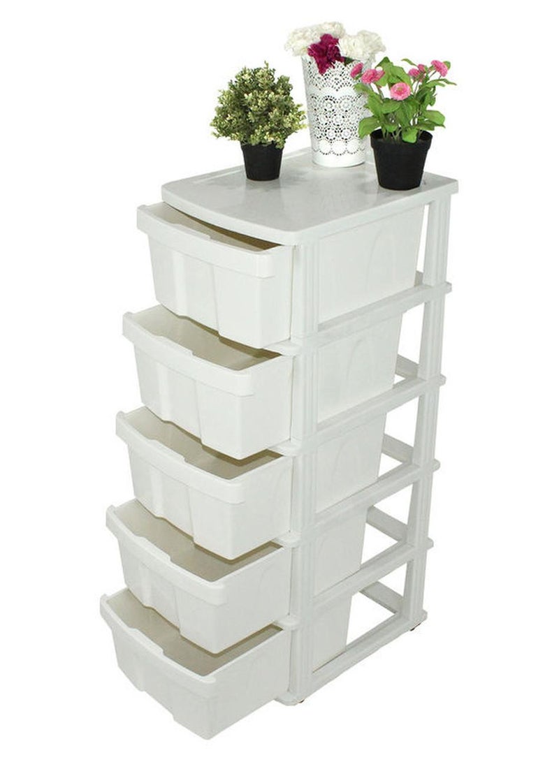 Faller 5-Drawer Storage Cabinet With Wheels White - Image 1